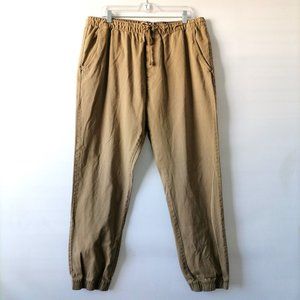 Old Navy Mens Khaki Cotton High Rise Flat Front Jogger Pants Size XL